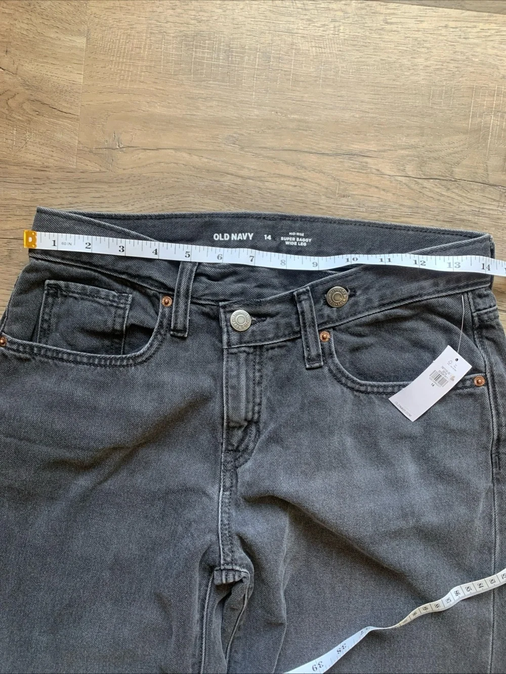 Old Navy Mid Rise Super Baggy Wide Leg Black Jeans NWT Sz 14